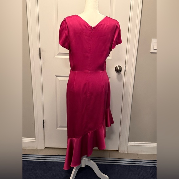 Theia Fuchsia High Low Wrap Dress - Picture 2 of 5
